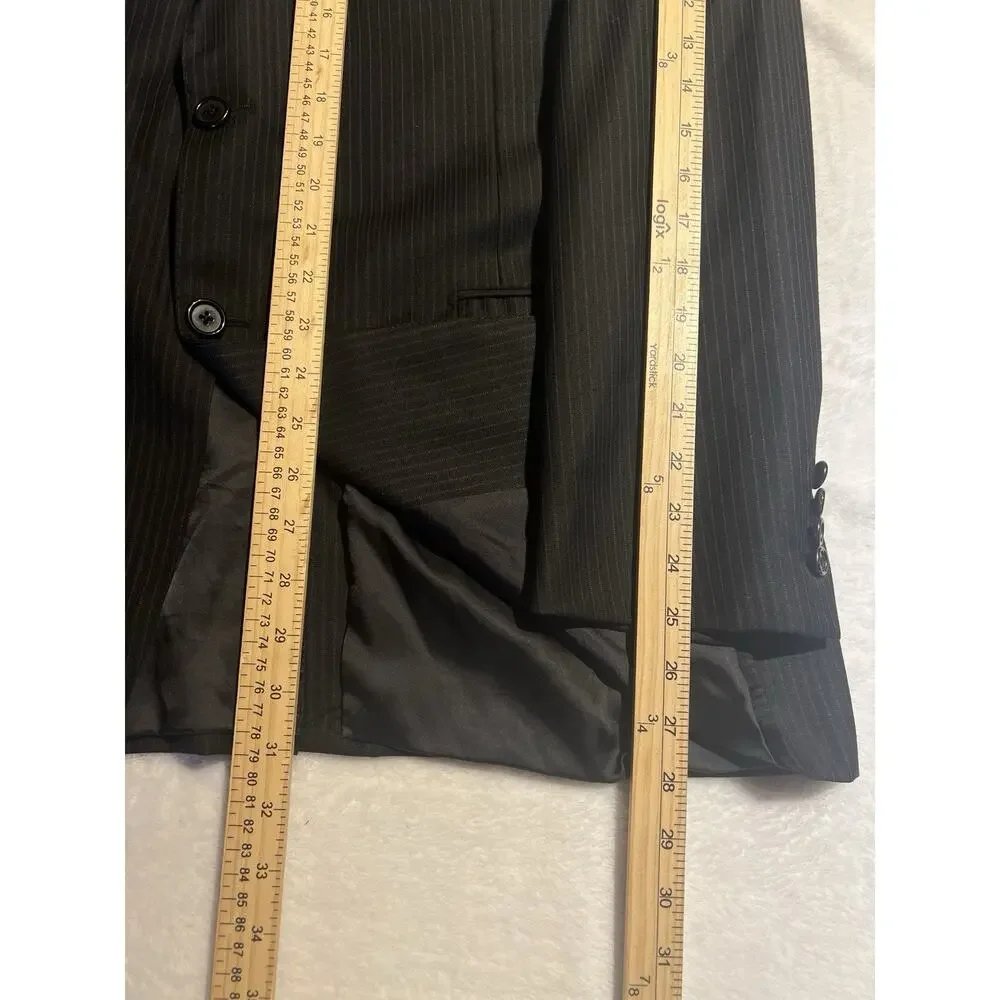 Hickey Freeman Mens 40R 34x31 Dark Gray Micro-Stripe Suit Worsted Wool S 130s